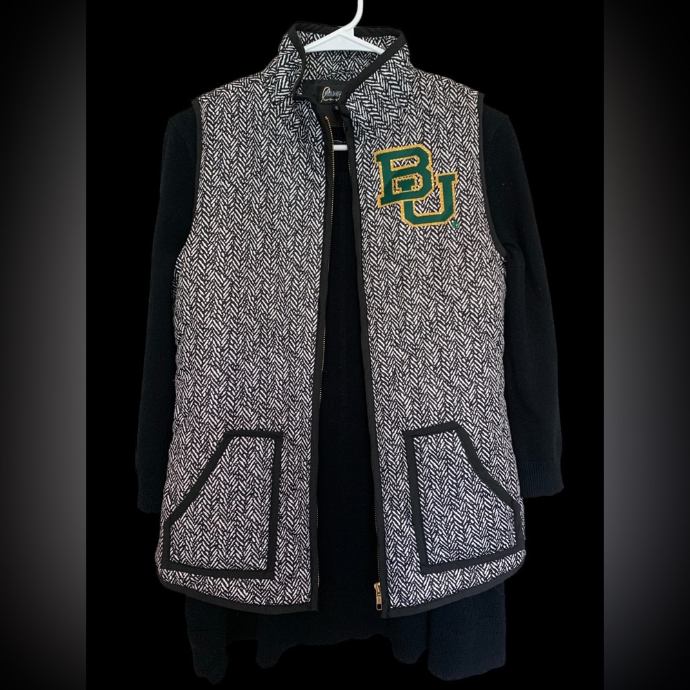 Gameday Couture Baylor Univ. Quilted Vest, black white gold sequin women's XS - Picture 3 of 12